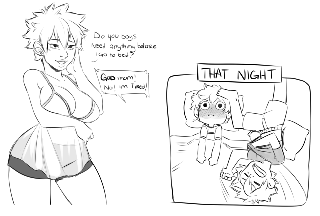 syqiten: sleepover.  poor deku, between mitsuki and all might he can never get a