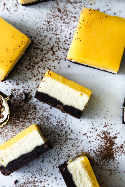 sweetoothgirl: Lemon Curd Brownie Cheesecake Bars