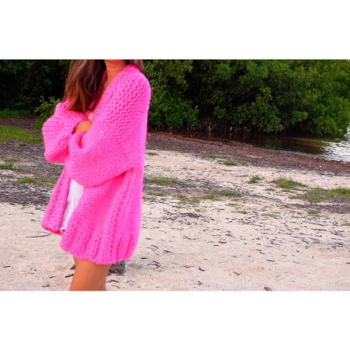 What&rsquo;s your favorite Sunday outfit? Her Cardigan in Spicy Hot Pink - make your own or buy 