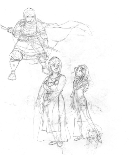 Some character design sketches for Silksif the shieldmaiden.  