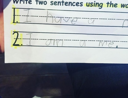 How dare you make my #daughter correct this glorious sentence, #kindergarten #teacher? #lol #homewor