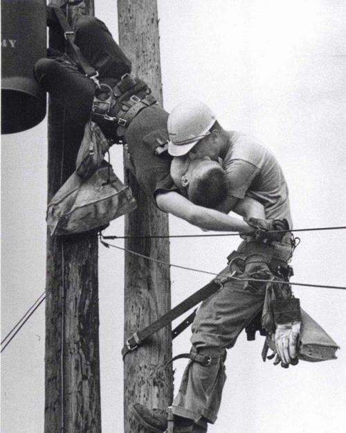 NO - it’s not what it seems! The man on the left came in contact with a live powerline and the man o