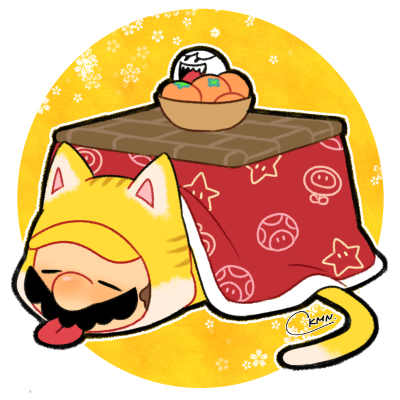 A cat becomes round by a kotatsu.