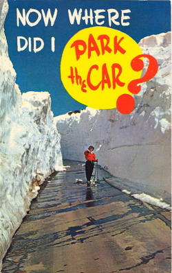 retropopcult:Vintage postcard featuring road