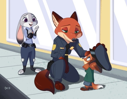 manuelck24:  mossbergwildesavage:  Role Model Nick  Sooo..  This idea has been wracking my brain forever now.  Nick and Judy walking the beat until a young fox kit sees Nick, the first Fox officer, and is star struck.  Nick goes over and encourages the