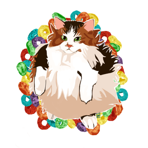absurdlogic:frootloop cat for @curanwalters  T-shirts, sticker, and more are now available 