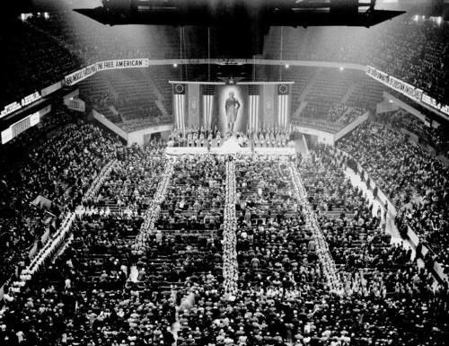 German American Bund rally at Madison Square Garden (New York City,February 1939).In 1933, Rudolf He