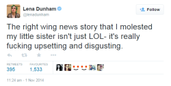 Aboutsocialjustice:  Fucknomisconceptions:  Lena Dunham Getting Offended That People