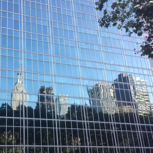 Reflections, Bryant Park.#bryantpark #nyc #empirestatebuilding #latergram #august2017 #skyscrapers