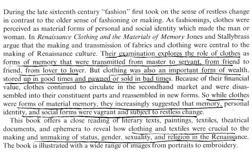 Ann Rosalind Jones and Peter Stalybrass, Renaissance Clothing and the Materials of Memory (Camb