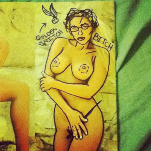 royallyoily:  One time, I did a bunch of drugs and drew all over an old playboy magazine.