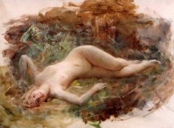 artbeautypaintings:  Lying nude -  Léon-François Comerre 