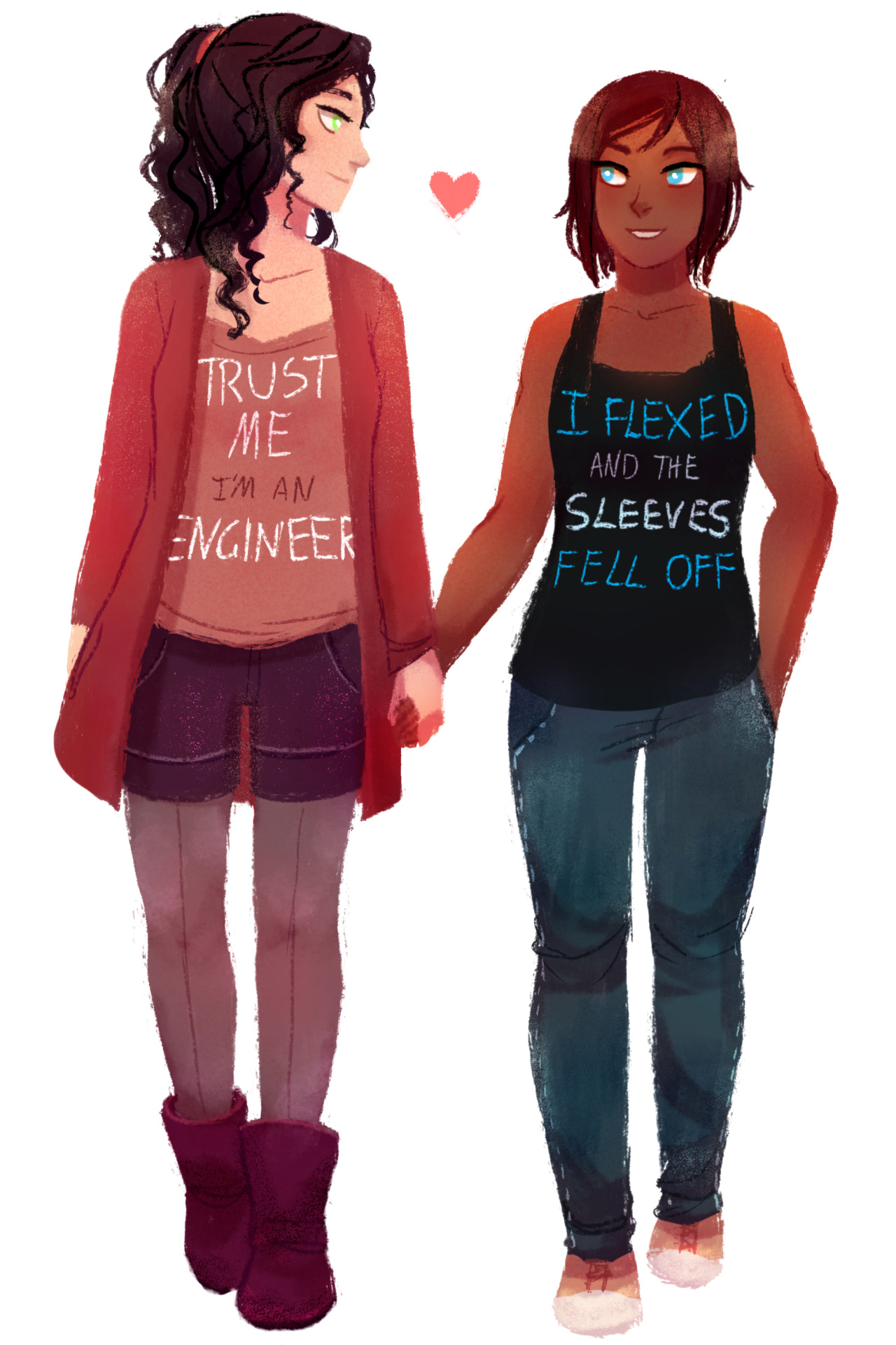 walkingnorth-art:  Girlfriends with dorky tops.