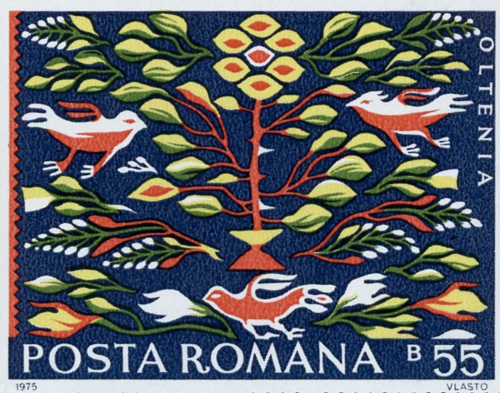 reverendandroid: Stamps depicting peasant rug designs from the Romanian regions of Muntenia, Banat, 