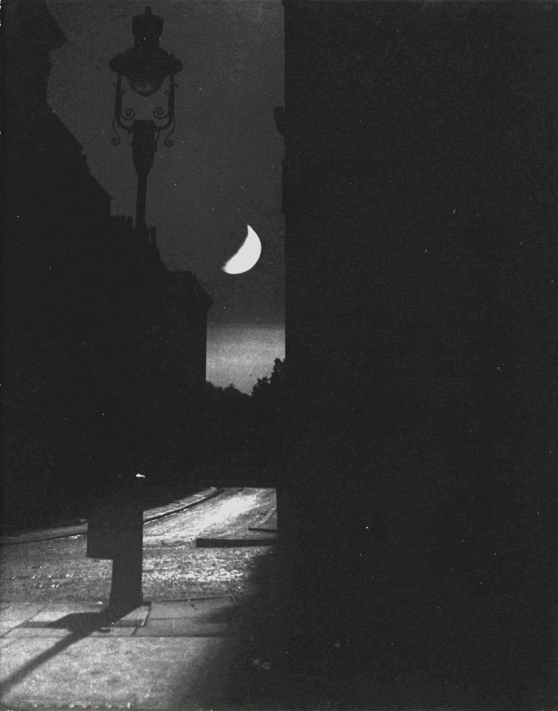 birdsong217:  Bill Brandt Blackout in London, Crescent Moon and Street Lamp, The