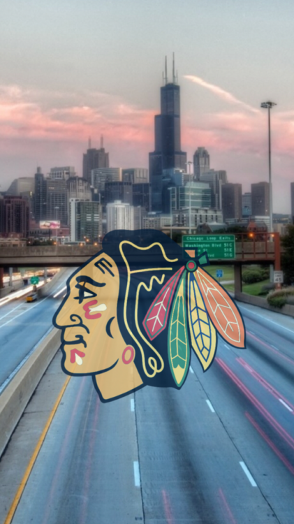 Chicago Blackhawks logo + skyline /requested by @austonmatth3ws/