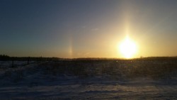 cuddlebugriki: upstatej:  Sunrise and a slight rainbow.   Aww so pretty! :) It’s nice how you can see straight across to the horizon ^^  Thanks @cuddlebugriki  It is a nice way to start the day!  I’m on a mountain top and that’s actually looking