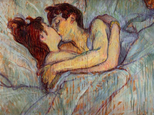 sapphetti:  In Bed, The Kiss (1892) by Henri de Toulouse-Lautrec