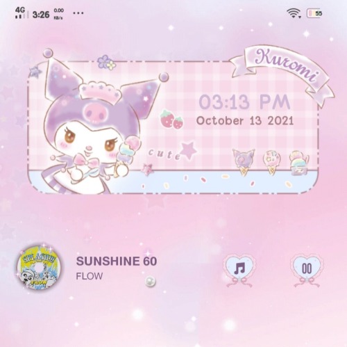 KUROMI SWEETHEART BABY CLOCK AND MUSIC WIDGET Edited this to match my theme. The music widget works 