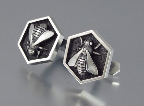 Honey Bee silver and gold cufflinks