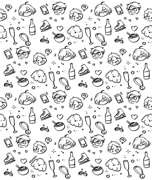 beiatrix:  made some yuri on ice doodle patterns (not seamless) in black and white, feel free to use as ur phone backgrounds and stuff ☺️instagram | twitter | youtube