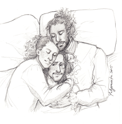 Hamiltonshorn:  Gay Trio Cuddle Pile For @Hotlikesriracha ! Hamilton Looks A Little