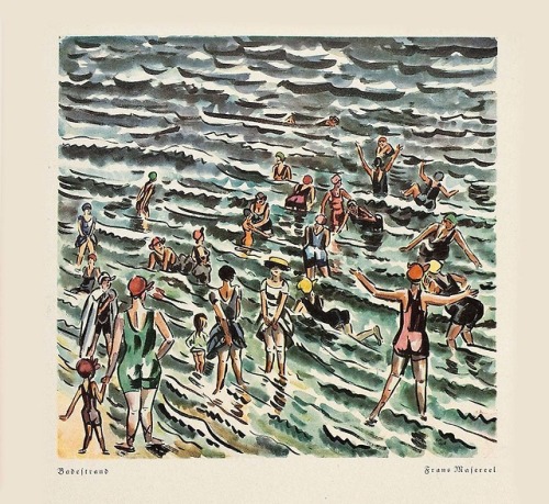 Beach   -    Frans Masereel , 1930.Belgian, 1889–1972Watercolour Illustration ,