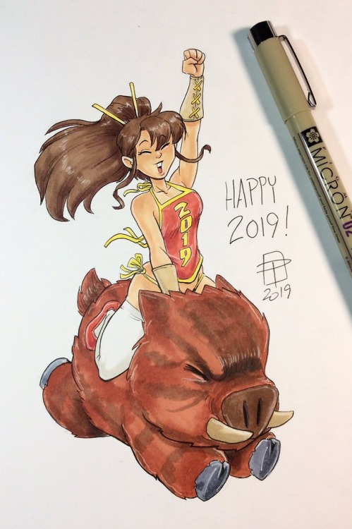 First tiny doodle of the year!Happy 2019 everybody! Happy year of the BOAR!Ride that piggy!KO-FI / T