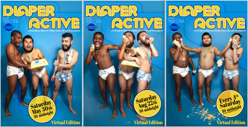 My diaper event has been virtual this year rather than in the bars but we did celebrate the 5th Anniversary.  I just wanted to show off the posters for this year because I’m so proud of them. Special thanks to Dusti Cunningham for the photos and graphic design and Tykables for sponsoring.  