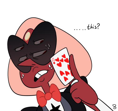 sketchmatters:  eggcats:  sketchmatters:  I wasted so much time on this.  I was honestly expecting this to end with either Steven or Amethyst revealing that Amethyst actually just ate the card  DARN IT, I LIKE YOUR IDEA A LOT BETTER THAN MINEHERE’S