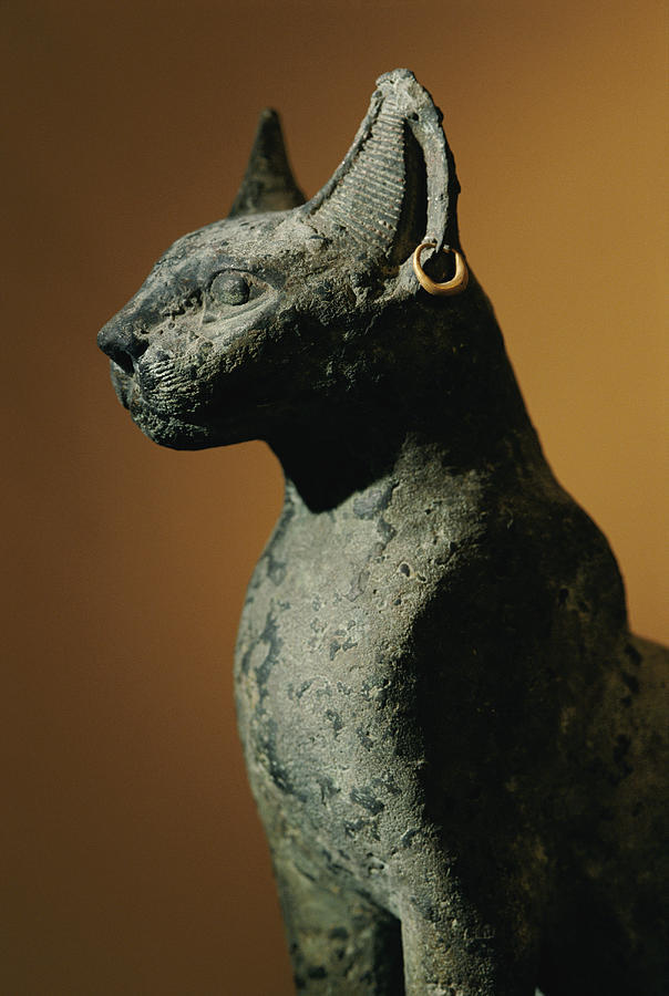 grandegyptianmuseum: Solid cast bronze statue of the cat goddess Bastet. Late Period,