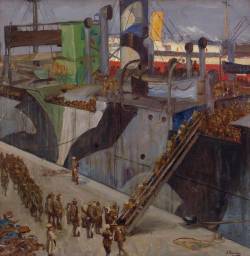 blastedheath:  John Lavery (Irish, 1856-1941), American Troops Embarking, Southampton, 1918. Oil on canvas, 76.2 x 76.2 cm. Imperial War Museums. 