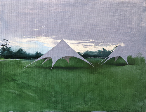  tents, 2021, oil/canvas, 46 x 60 cm 