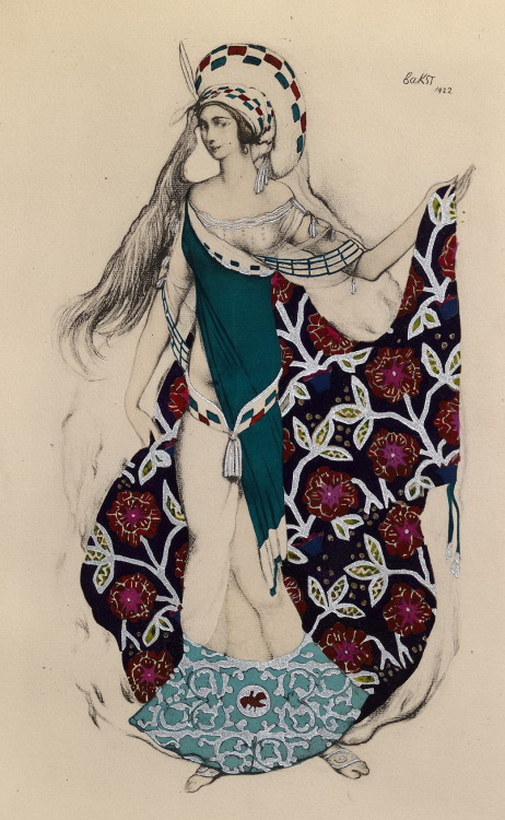 Costume design by Léon Bakst for a female dancer in Paul Paray’s ballet Artémis troubléeRussian, 192