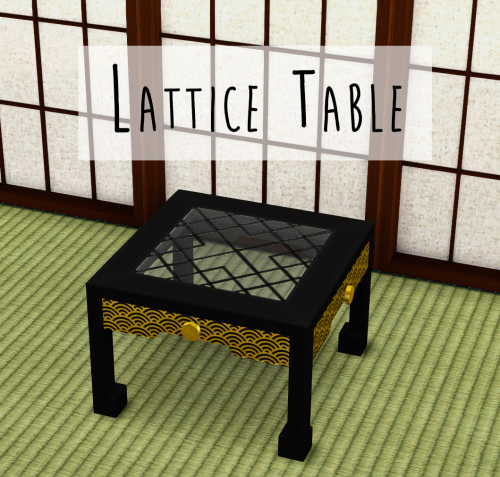 Lattice Table by teanmoonConverted from TS3Basegame compatibleComes in black and redFully slottedPle