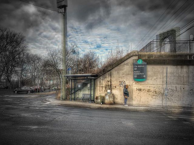 2022.01.20: Bus Stop on a Cold Day Nr. 2 - Mamaroneck, NY #busstop #mamaroneckny #photomanipulation #photoediting #colormanipulation #compositephotography #layering #streetphotography (at Mamaroneck, New York) https://www.instagram.com/p/CY-YFE4F0lR/?utm_medium=tumblr #busstop#mamaroneckny#photomanipulation#photoediting#colormanipulation#compositephotography#layering#streetphotography