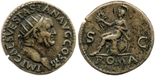 Coins with laureate, radiate, or diademed heads of emperors (obverse) and the goddess Roma (reverse)