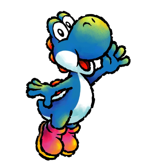 Artwork of the Blue Yoshi, from ‘Yoshi Touch &amp; Go’ on the Nintendo DS.