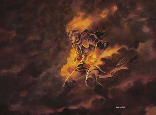 sarkhan-volkswagen:  Faces of the Multiverse” 4/23 Chandra Nalaar: Firebrand, Pyromaster, the Planeswalker set Ablaze.