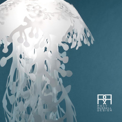 A collection of lamps made of laser-cut mylar
