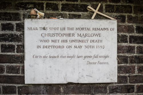 haxanbroker:Near This Spot Lie the Mortal Remains of Christopher Marlowe. St Nicholas’ Church, Deptf