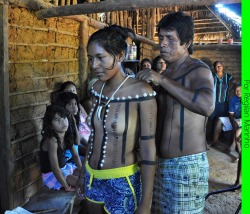 Preparations for a traditional Xerente marriage,