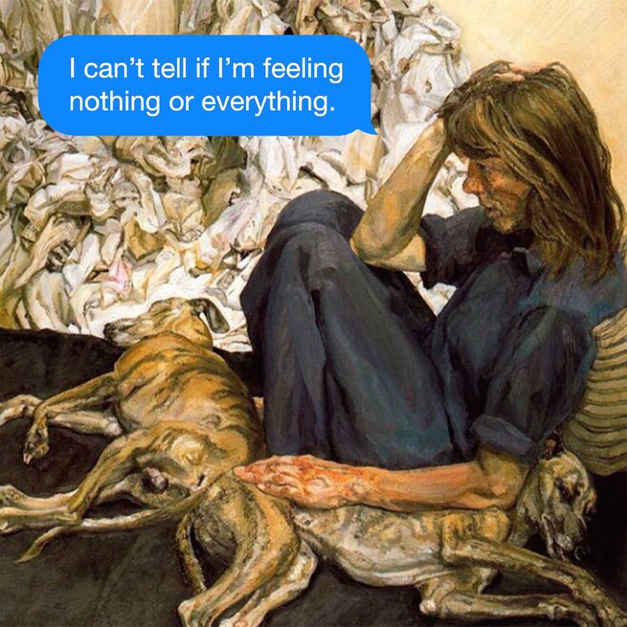 culturenlifestyle:  Existential Text Messages are Juxtaposed Against Classical Paintings