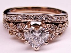 Heart shaped diamond butterfly vintage engagement ring