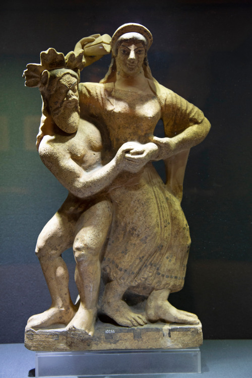 arjuna-vallabha:Antefix with Satyr and Maenad dancing from Satricum, Italy