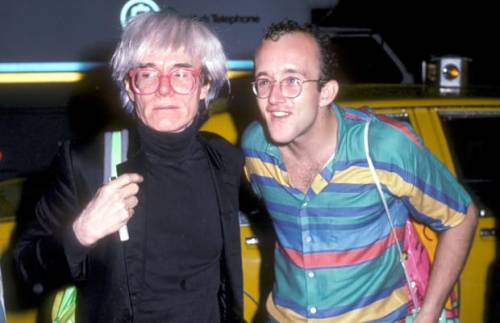 twixnmix:  Andy Warhol and Keith Haring arrive at the Palladium nightclub to celebrate Mick Jagger’s 42nd birthday on July 26, 1985.Photos by Ron Galella 