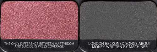 trippingeyes:  if panic! at the disco albums were eyeshadow → a fever you can’t sweat out