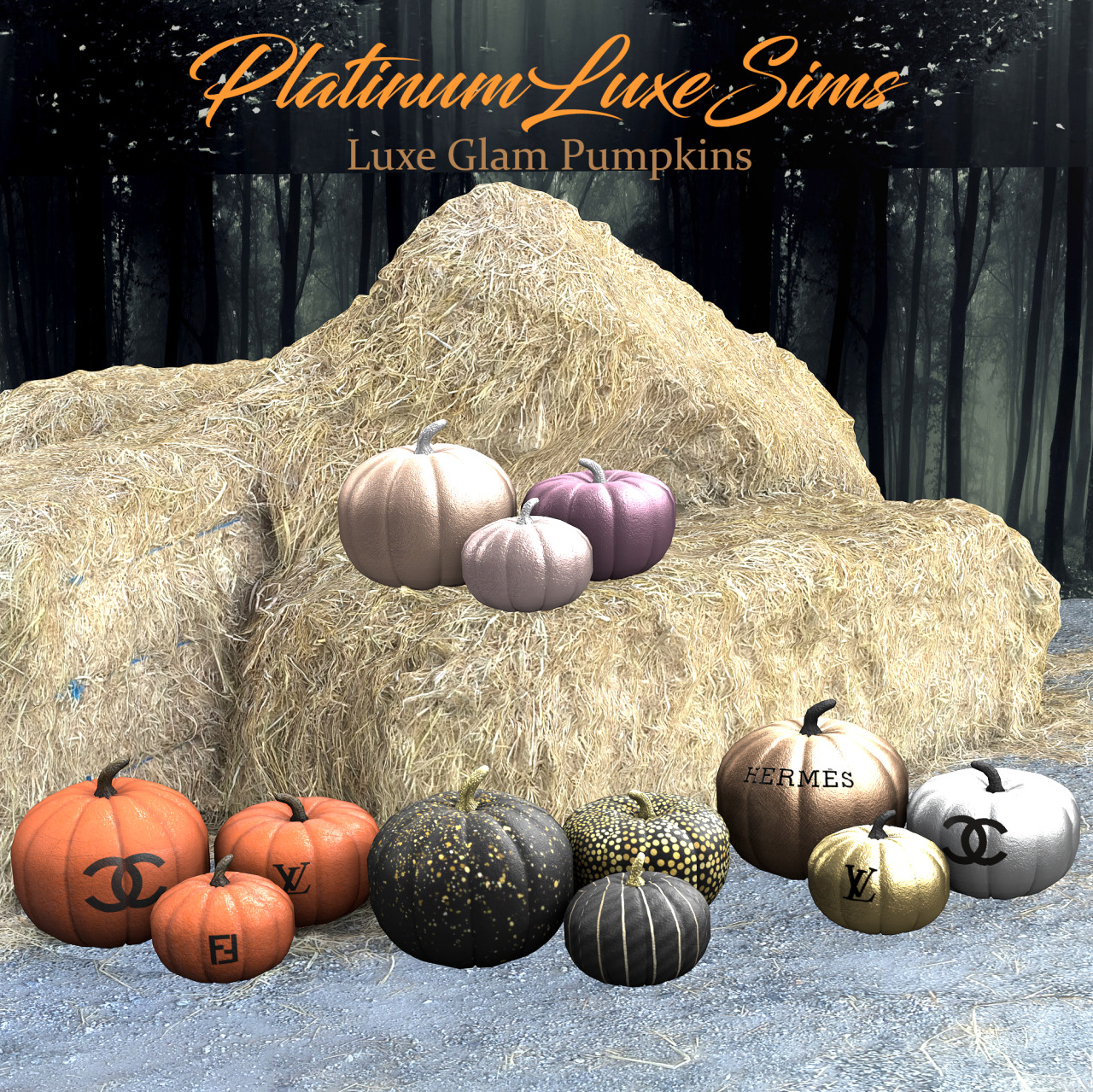 PlatinumLuxeSims — 🎃 Luxe Glam Pumpkins 🎃 • 14 Swatches. Early access...