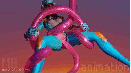 meltrib: Some Tracer stuff. I had this t-racer model lying around for months doing nothing, so I decided to give her a little test run with my new tentacle model. ;) Sorry for the rather low resolution, but I don’t want to spend crazy amounts of time