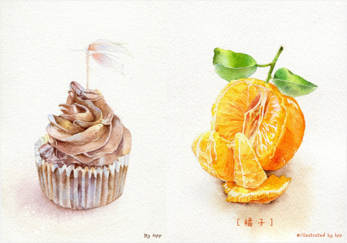 Watercolor food by Chinese illustrator 豪屁屁PP